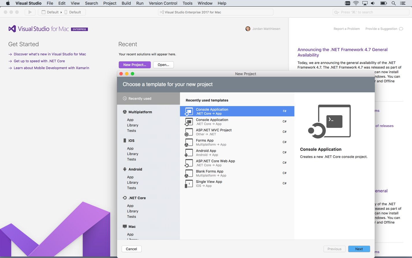 Visual Studio For Mac Sidebar